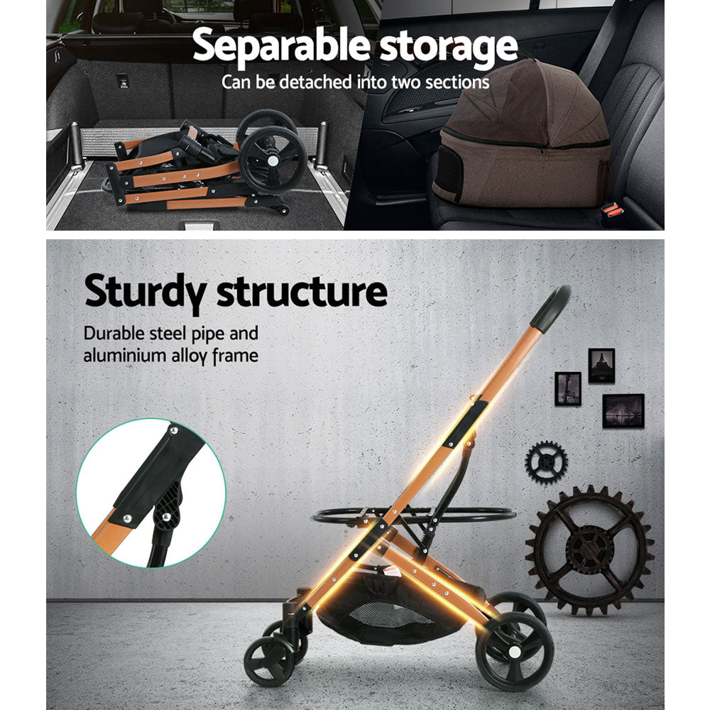 Pet Stroller | i.Pet | Dog Pram | Large Cat Carrier | Travel Pushchair | Foldable | 4 Wheels