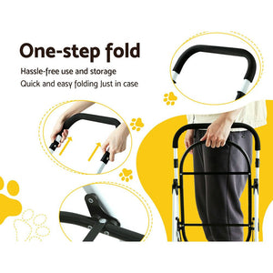 Pet Stroller | i.Pet Large Dog Pram Cat Carrier 4 Wheels Foldable Double