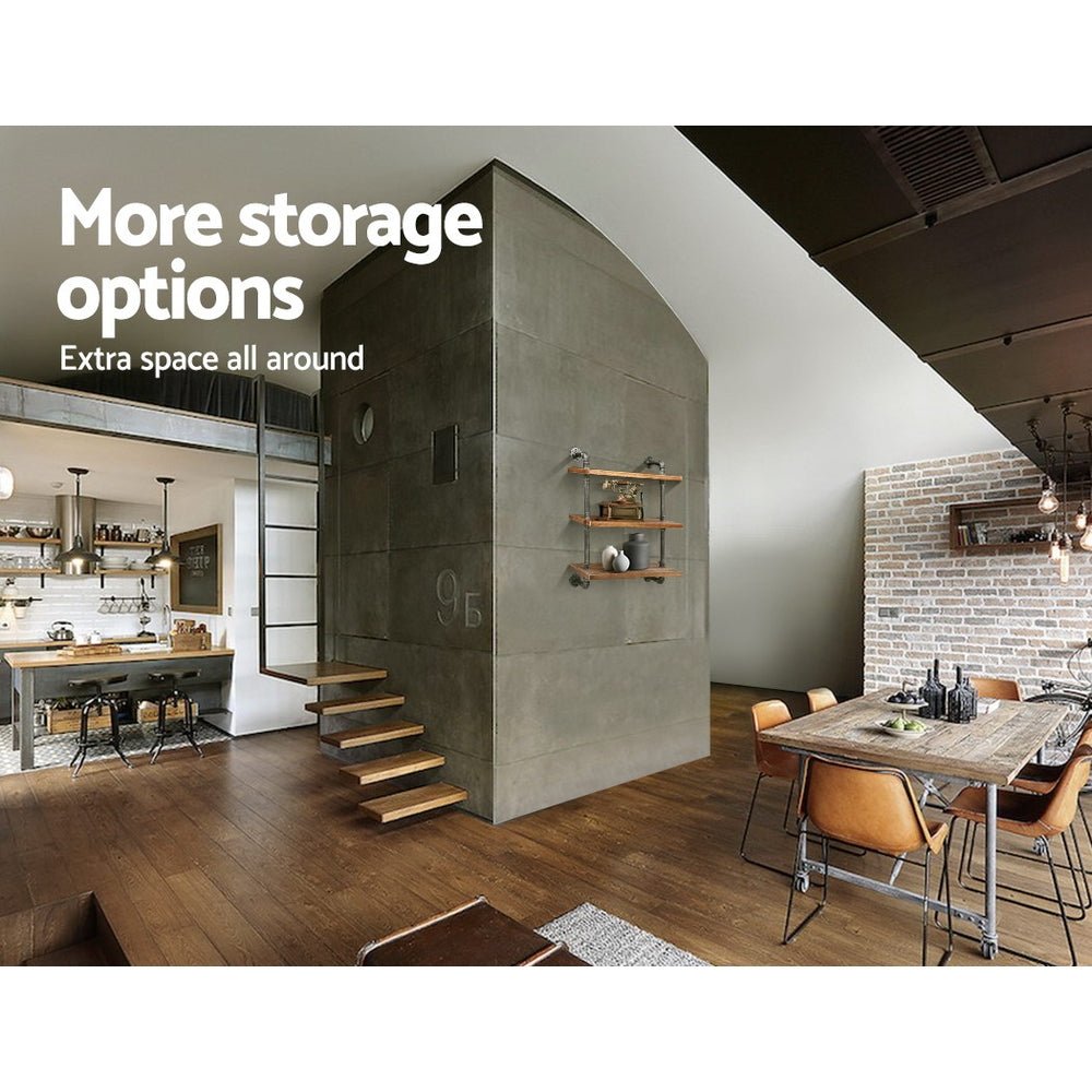 Rustic DIY Pipe Wall Display Shelves