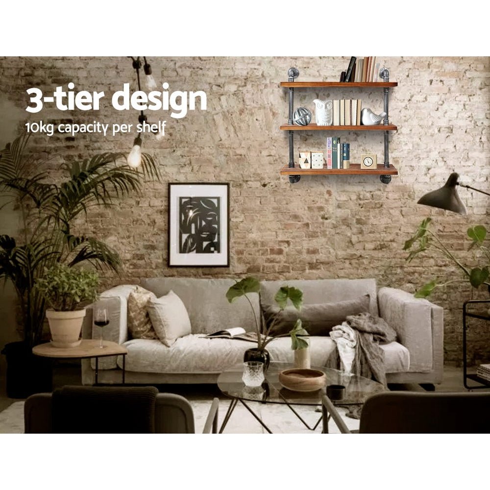 Rustic DIY Pipe Wall Display Shelves