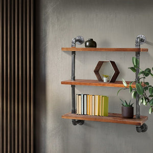 Rustic DIY Pipe Wall Display Shelves