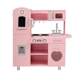 Keezi Kids Pink Wooden Kitchen Pretend Play Sets | Cooking Food Toys