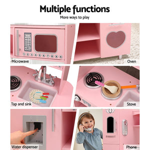 Keezi Kids Pink Wooden Kitchen Pretend Play Sets | Cooking Food Toys