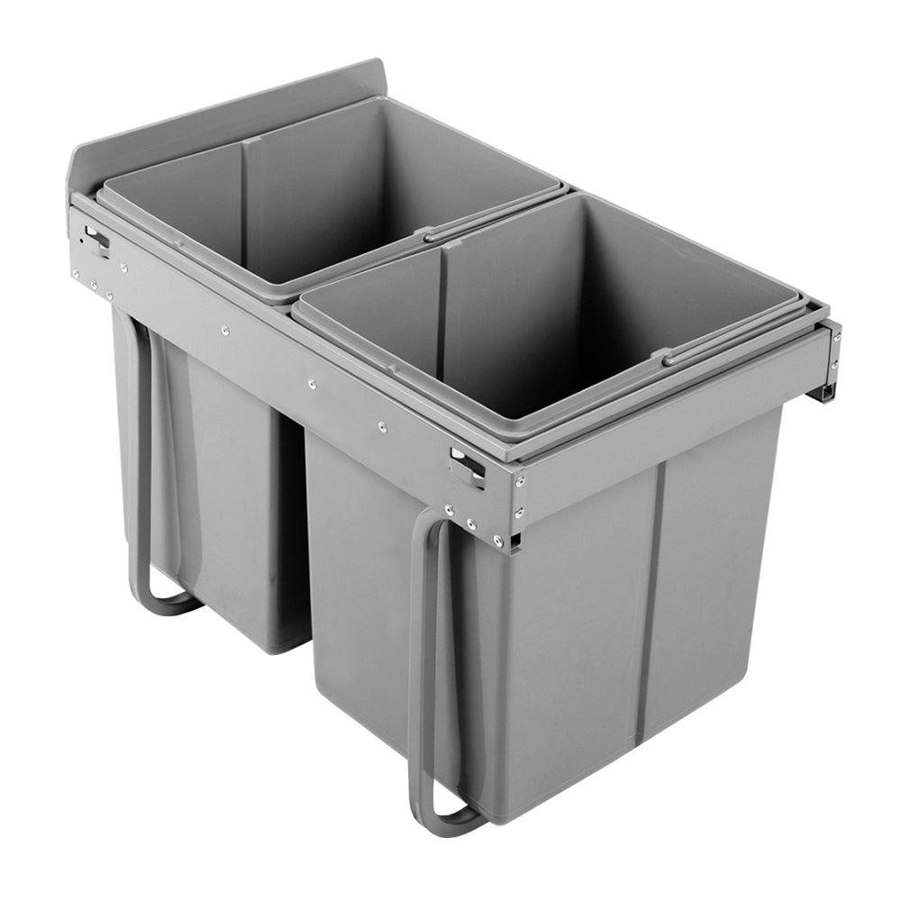Cefito 2x20L Pull Out Bin - Grey - The Hippie House