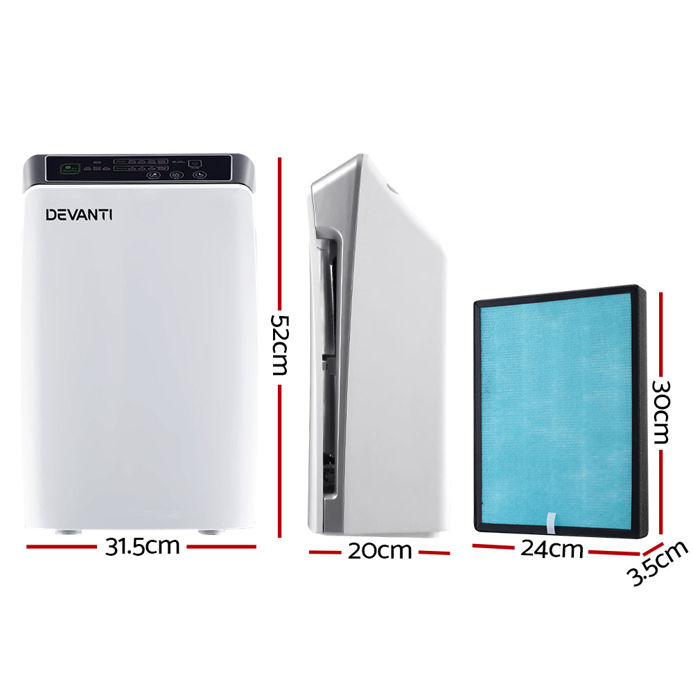 Devanti Air Purifier | HEPA Filter | Odour Virus Smoke PM2.5 Remover