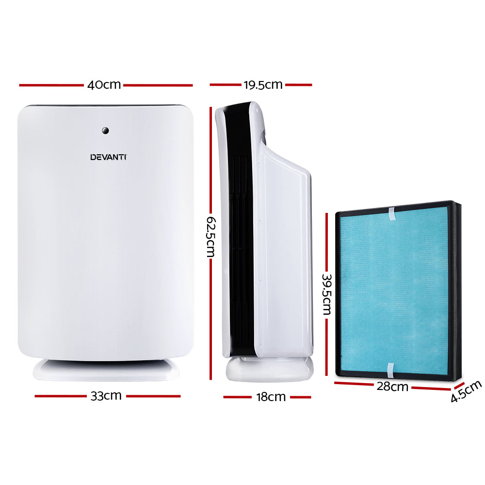 Devanti Air Purifier | Carbon HEPA Filter | Odour Cleaner | Home Office