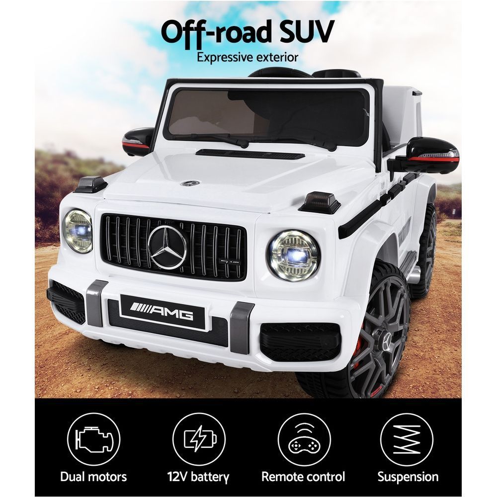 Mercedes-Benz Kids Ride On Car Electric AMG G63 Licensed Remote Cars 12V White - The Hippie House