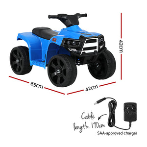 Kids Ride On ATV Quad Motorbike Car - 4 Wheeler Electric Toys | Battery Blue | Rigo