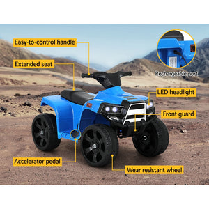 Kids Ride On ATV Quad Motorbike Car - 4 Wheeler Electric Toys | Battery Blue | Rigo
