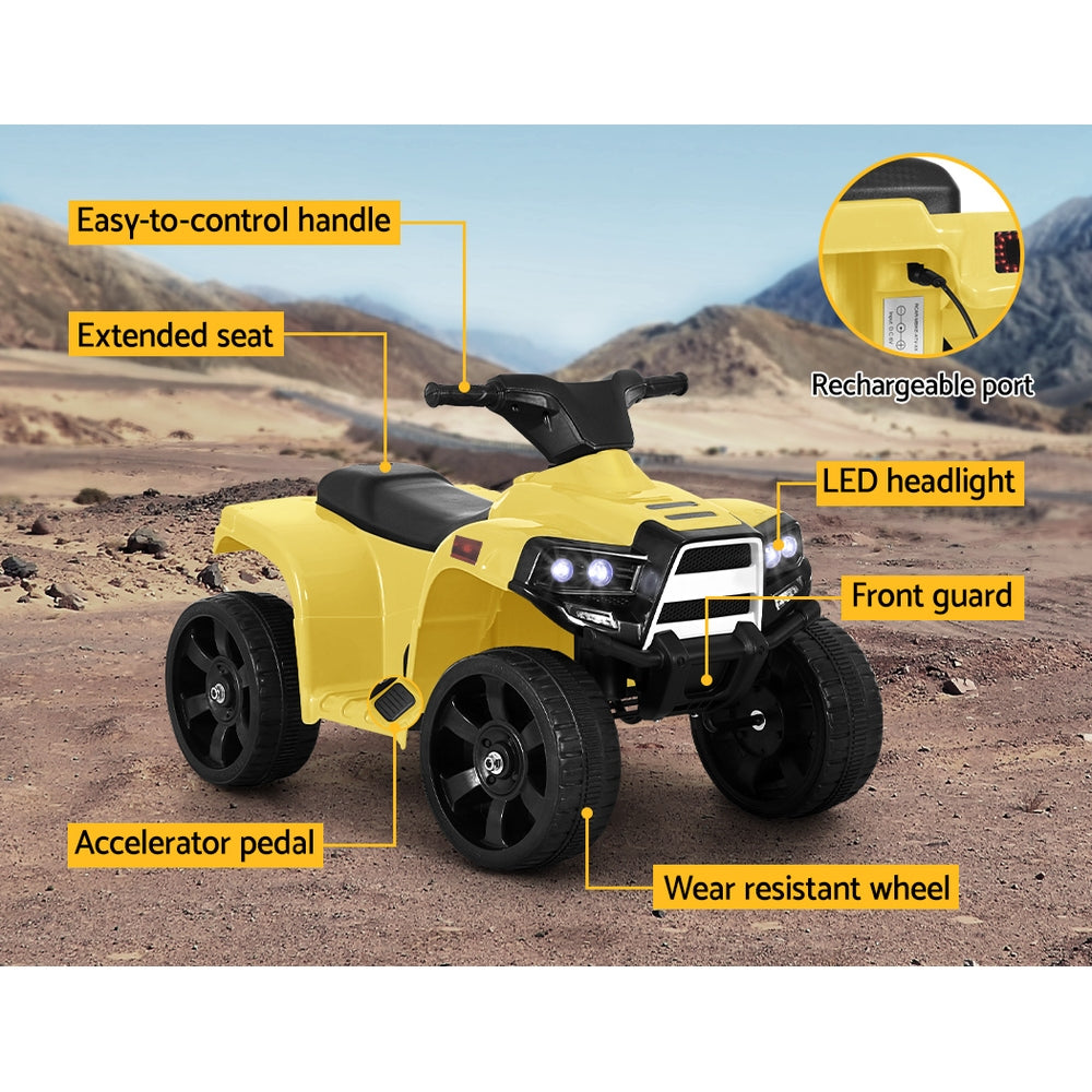 Kids Ride On ATV Quad Motorbike Car - 4 Wheeler Electric Toys | Battery Yellow | Rigo