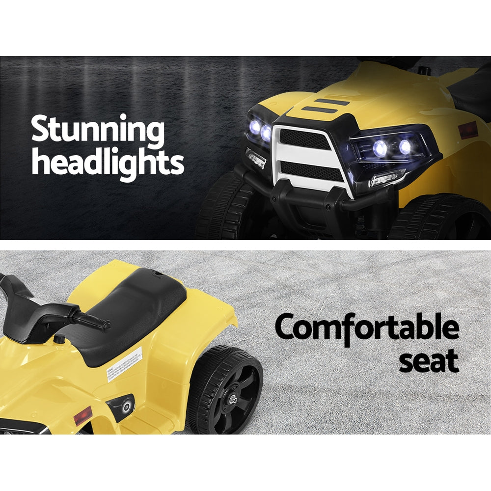 Kids Ride On ATV Quad Motorbike Car - 4 Wheeler Electric Toys | Battery Yellow | Rigo