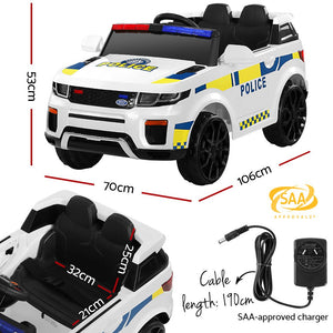 Ride On Car | Electric Patrol Police Toy | Remote Control 12V | White