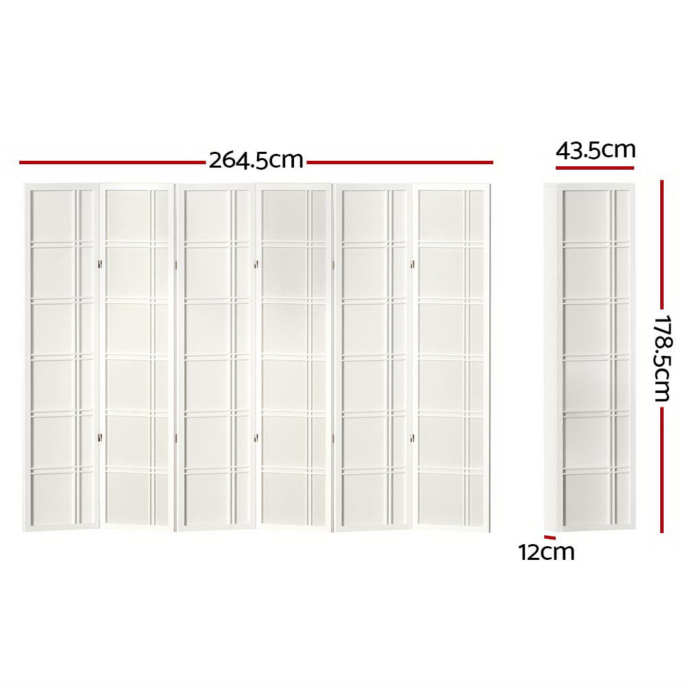 Room Divider Screen | Privacy | Wood Dividers | 6 Panel | Nova White