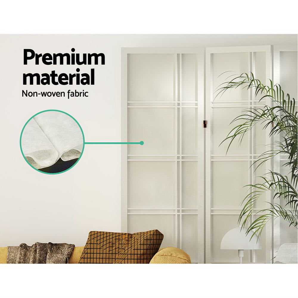 Room Divider Screen | 8 Panel Nova White Wood Privacy Stand