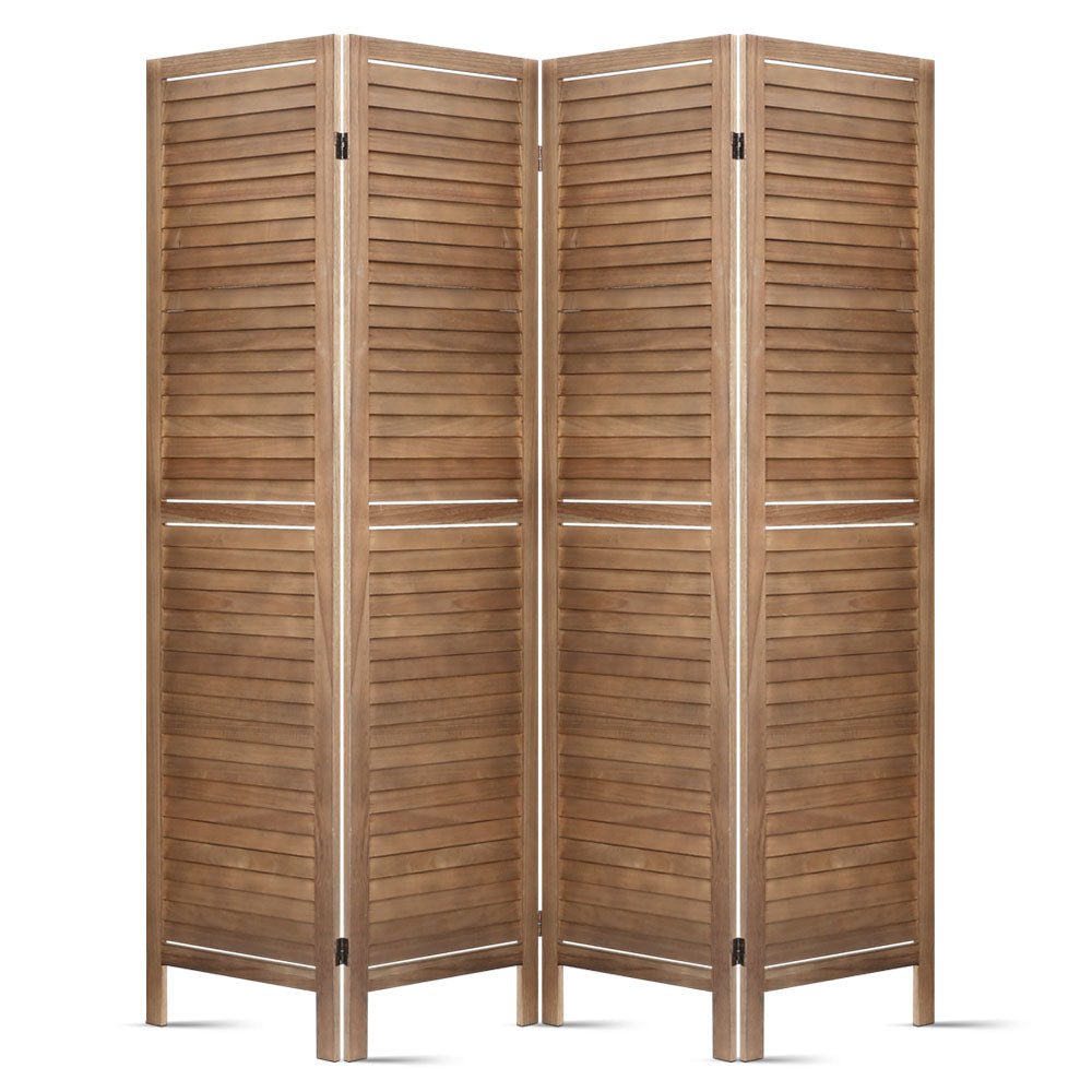 Foldable 4 Panel Brown Room Divider / Privacy Screen