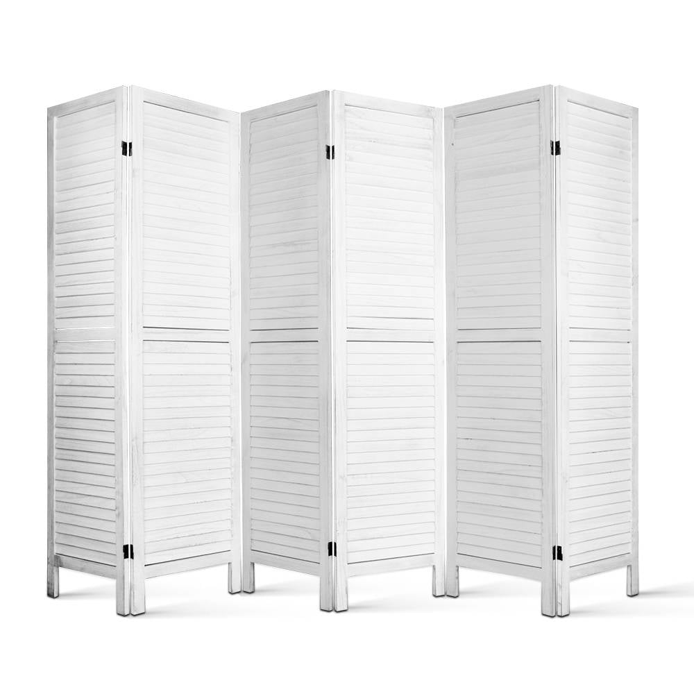 6 Panel Room Divider Screen | Privacy | Wood Foldable | Stand Timber | White