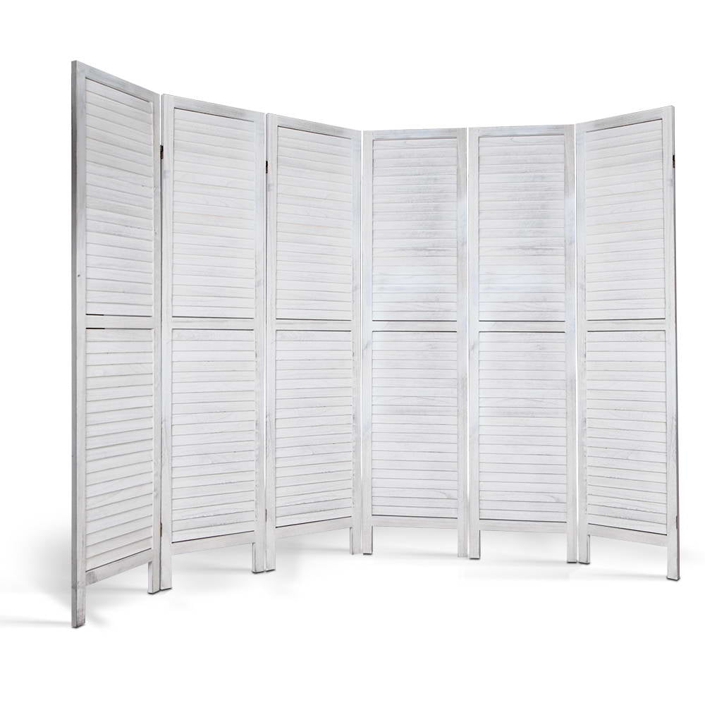 6 Panel Room Divider Screen | Privacy | Wood Foldable | Stand Timber | White