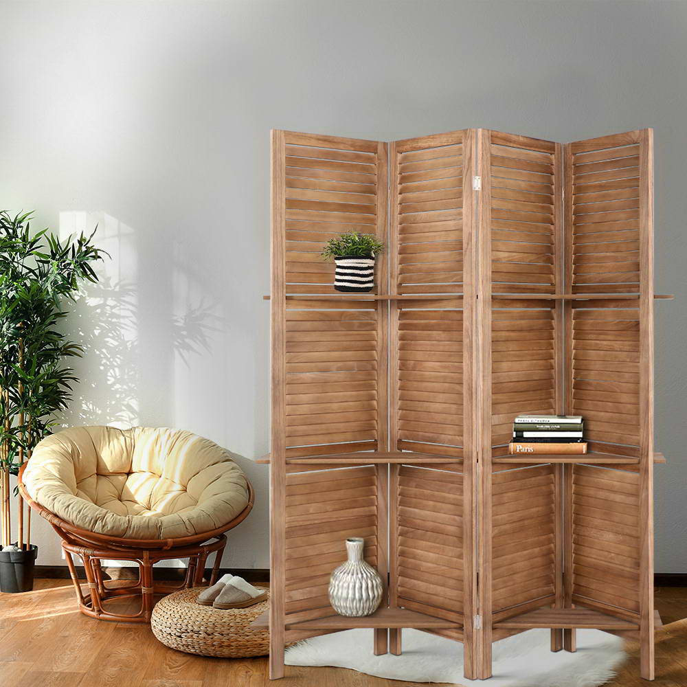 4 Panel Brown Room Divider / Privacy Screen (foldable)