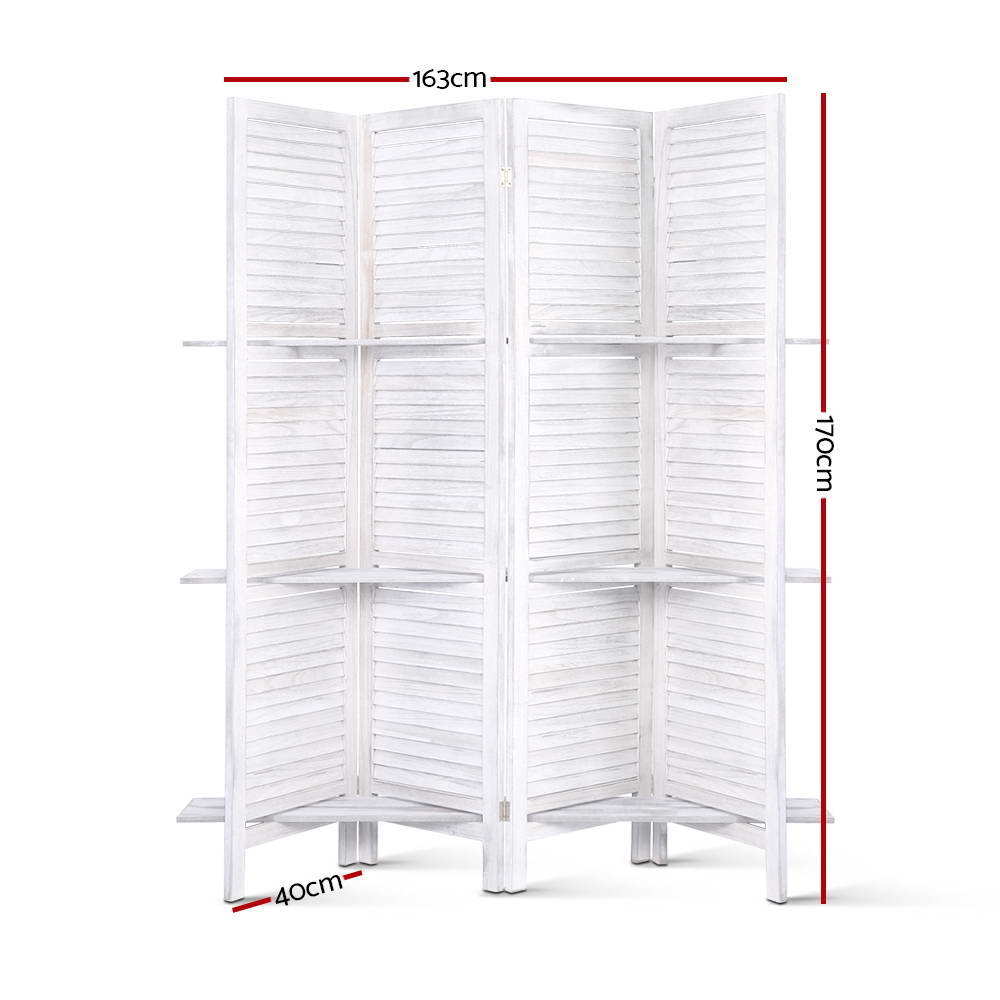 White 4 Panel Room Divider