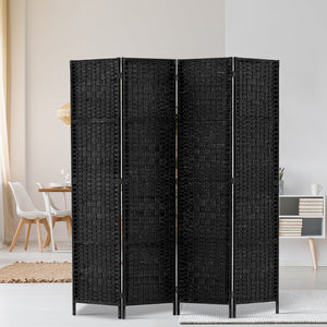 4 Panel Black Timber Room Divider / Screen Privacy