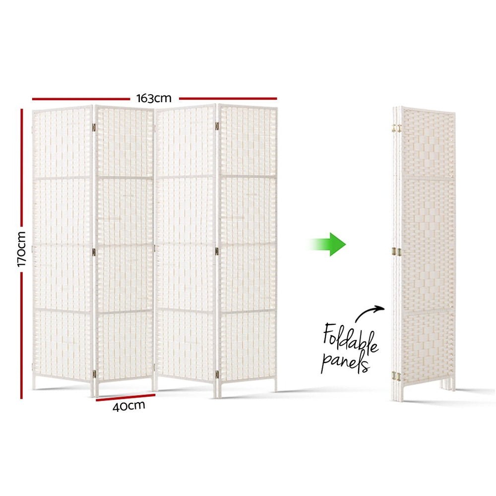 White Timber 4 Panel Room Divider / Screen Privacy