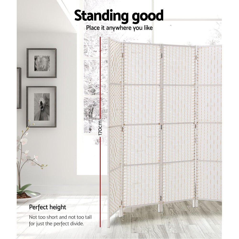 White Timber 4 Panel Room Divider / Screen Privacy