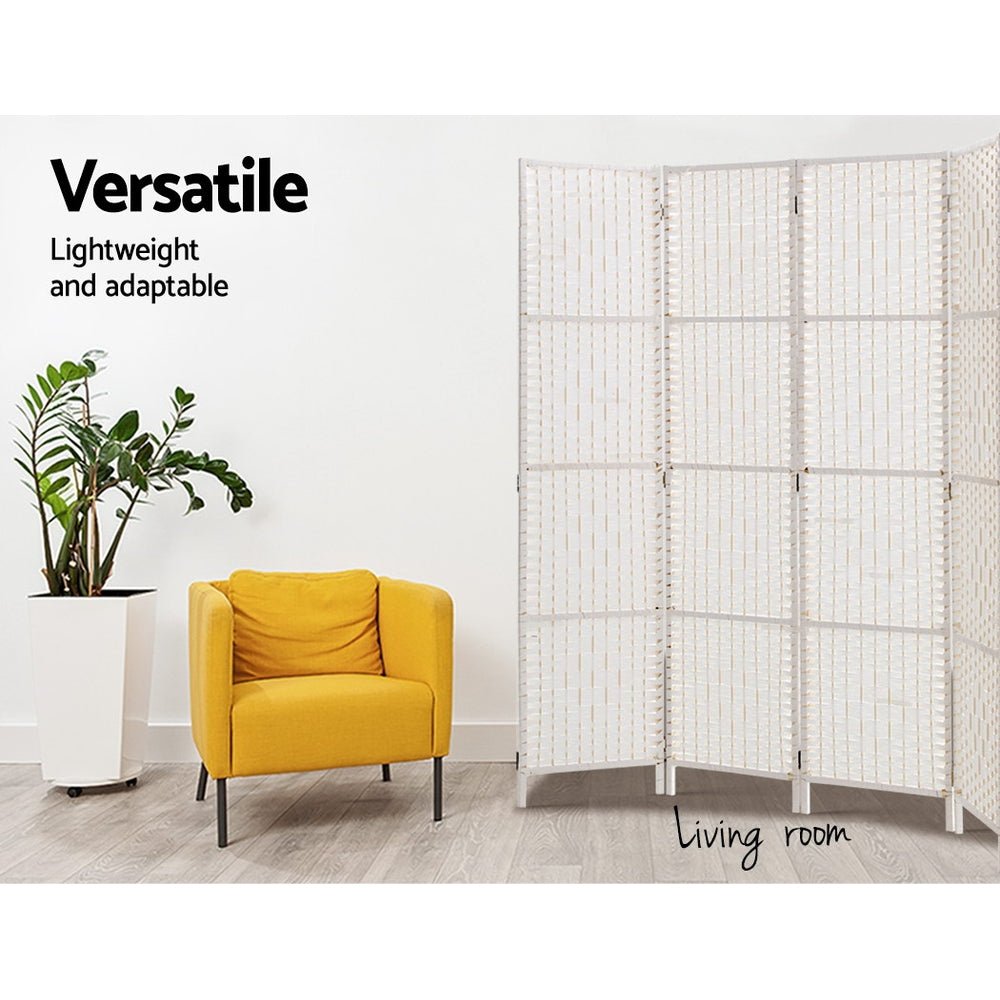 White Timber 4 Panel Room Divider / Screen Privacy
