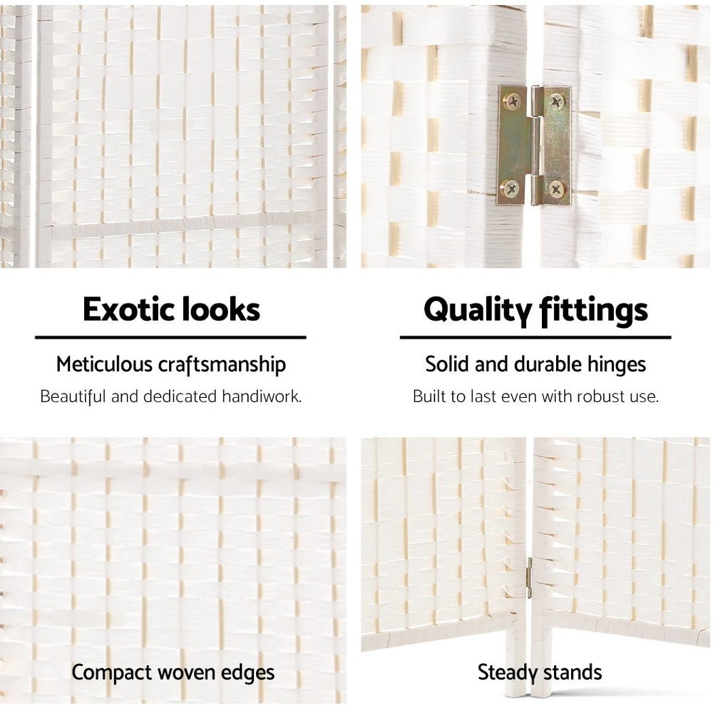 White Timber 4 Panel Room Divider / Screen Privacy