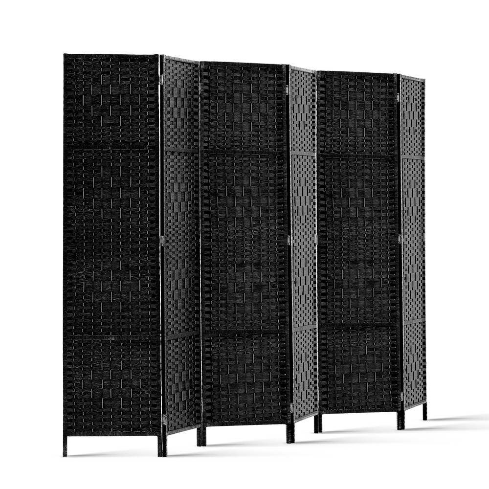 Black Timber 6 Panel Room Divider / Privacy Screen