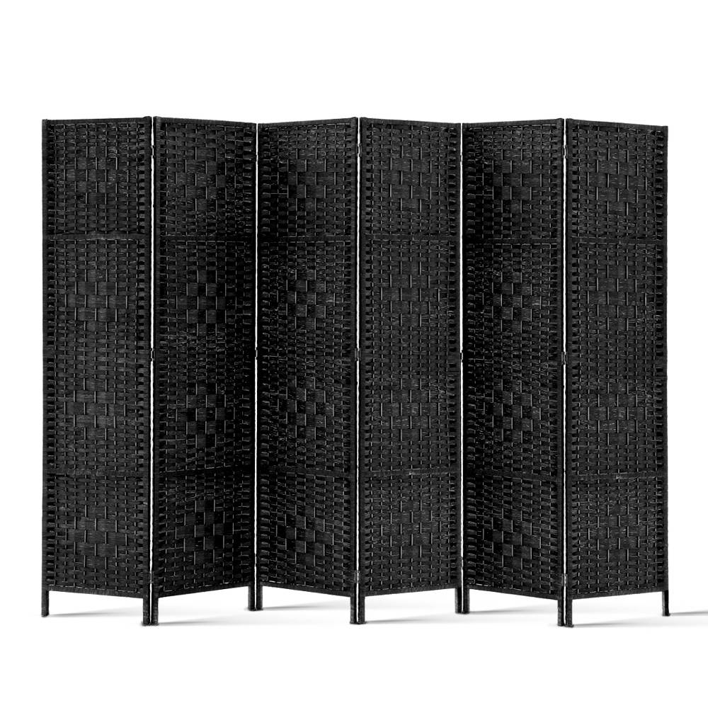 Black Timber 6 Panel Room Divider / Privacy Screen