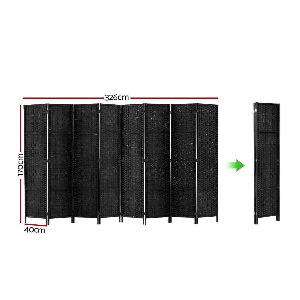 Large Black Foldable 8 Panel Room Divider / Privacy Screen