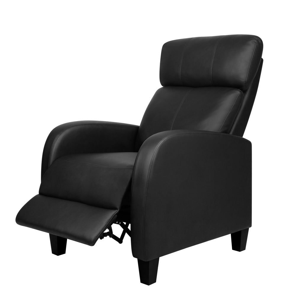 Black Leather Reclining Armchair