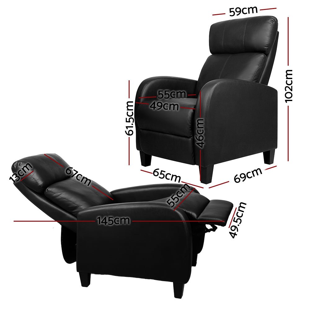 Black Leather Reclining Armchair
