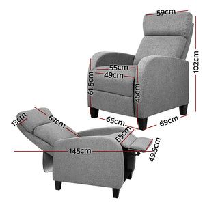 Grey Fabric Reclining Armchair