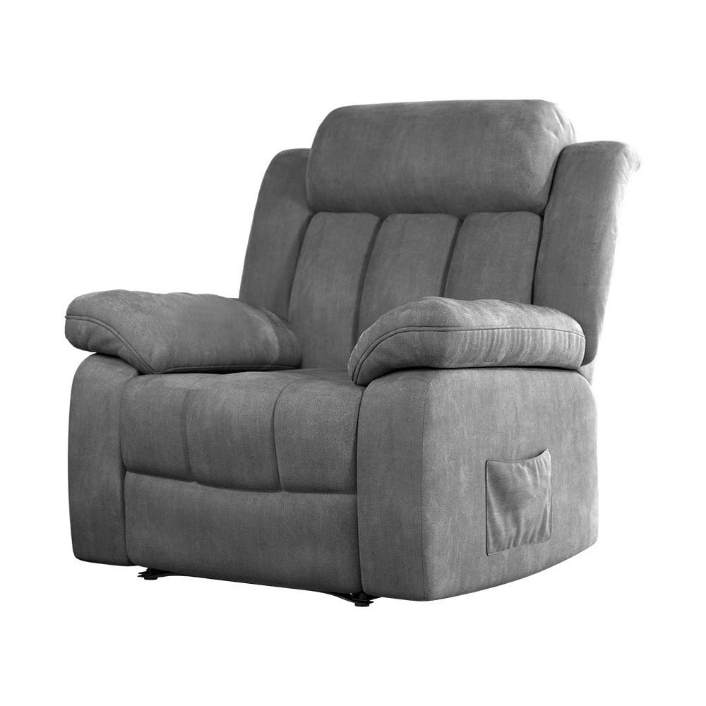 Artiss Electric Massage Recliner Chair | Heated Velvet Lounge Sofa, Grey
