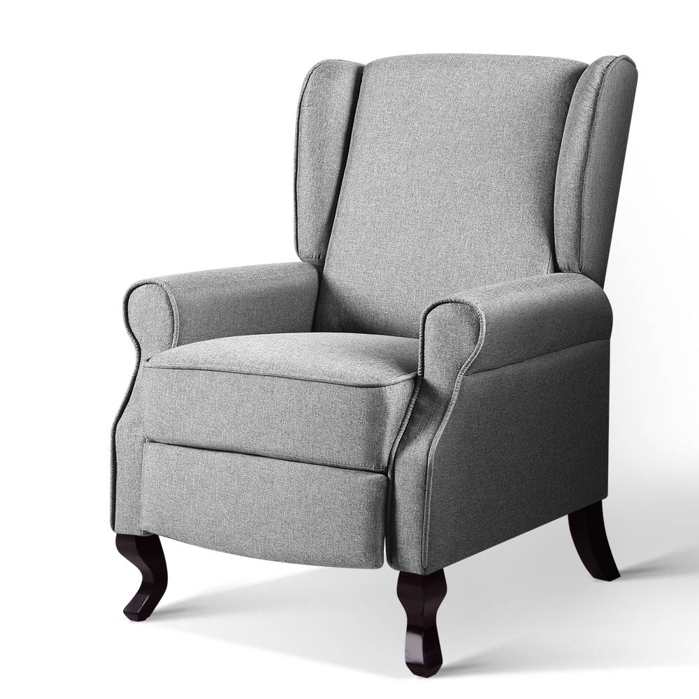 Luxury Grey Fabric Recliner Armchair