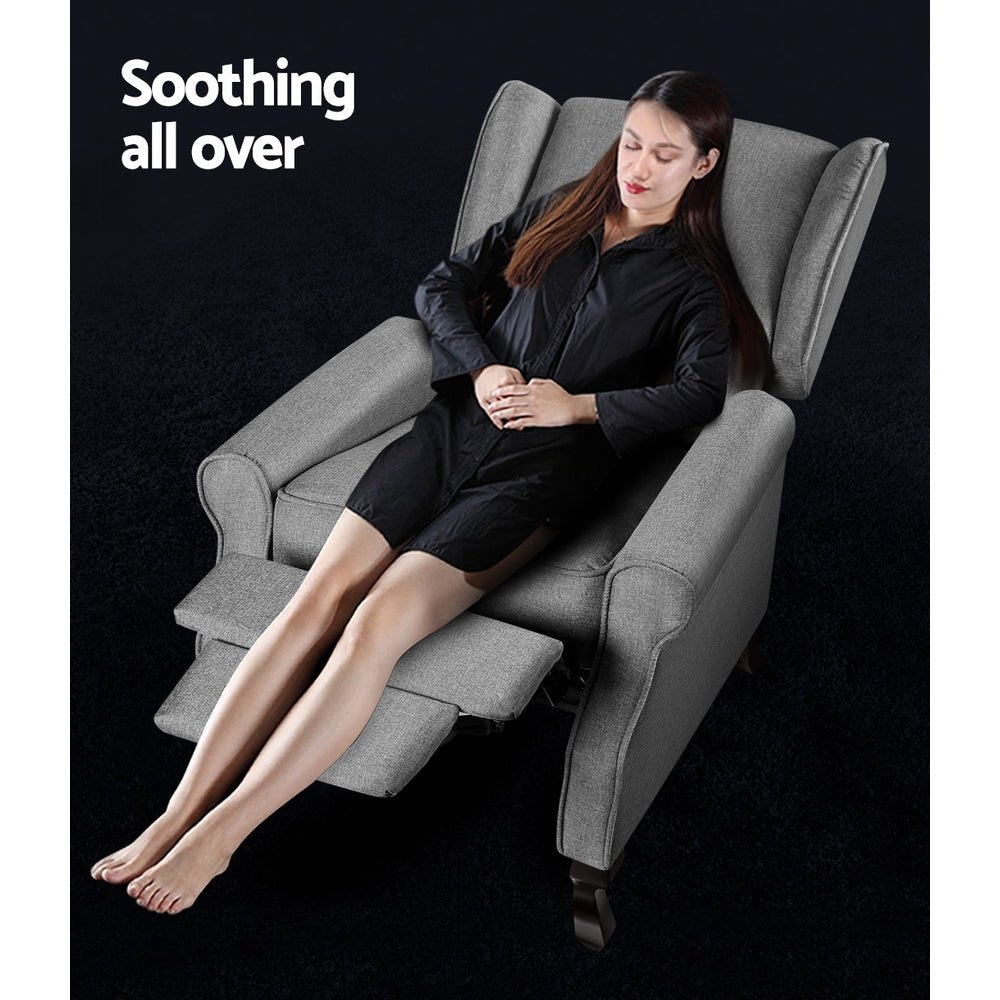 Luxury Grey Fabric Recliner Armchair