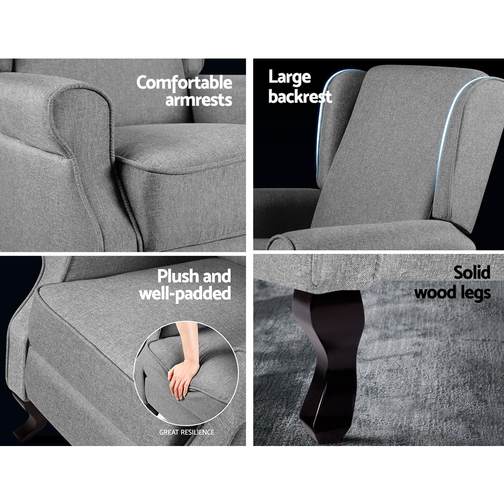 Luxury Grey Fabric Recliner Armchair