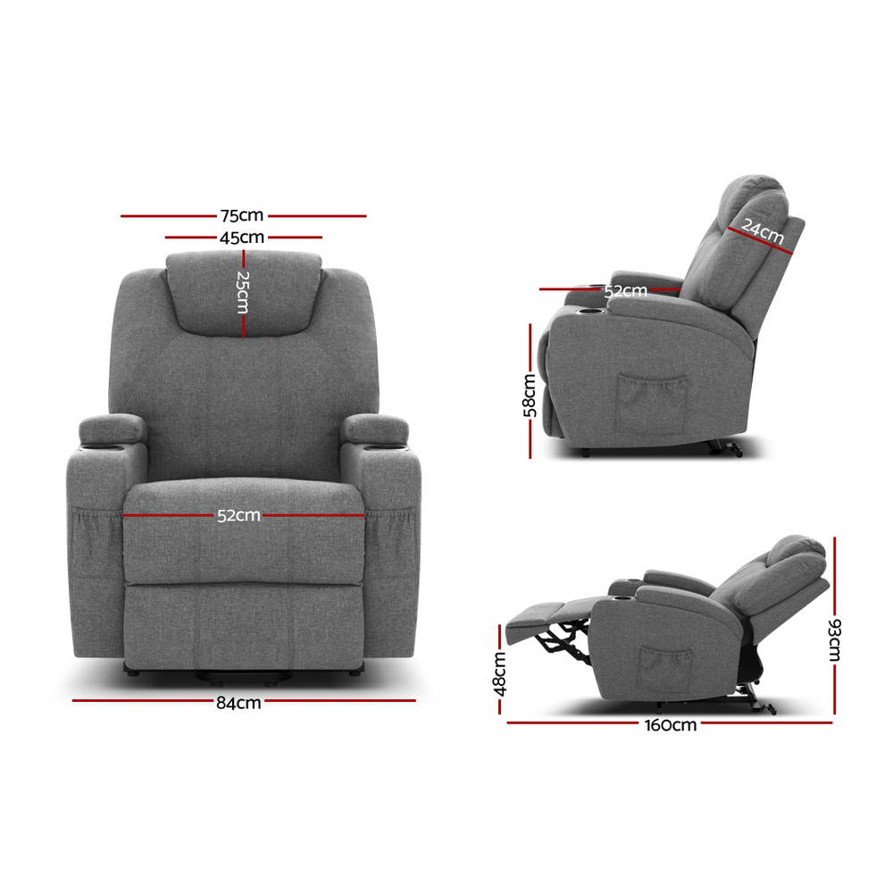 Heating Fabric Electric Recliner Massage Chair With Lift Motor