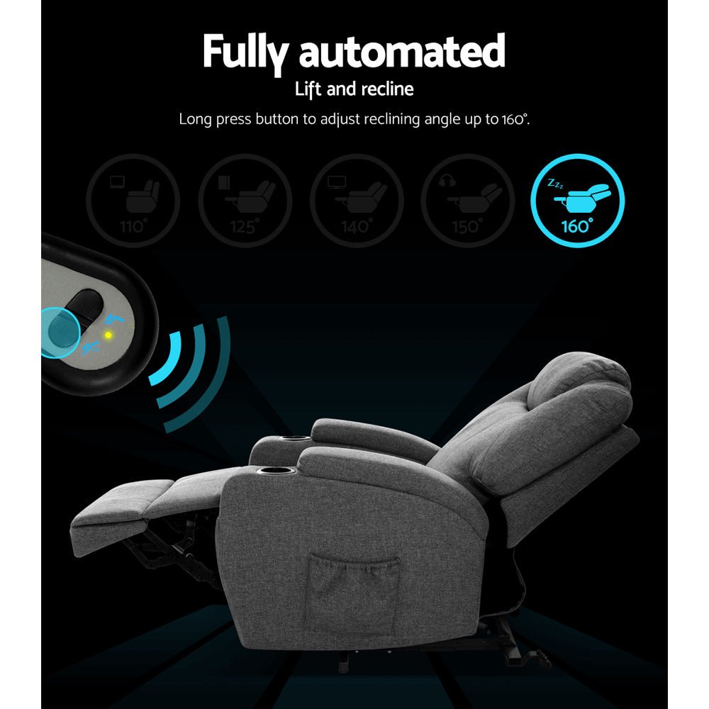 Heating Fabric Electric Recliner Massage Chair With Lift Motor