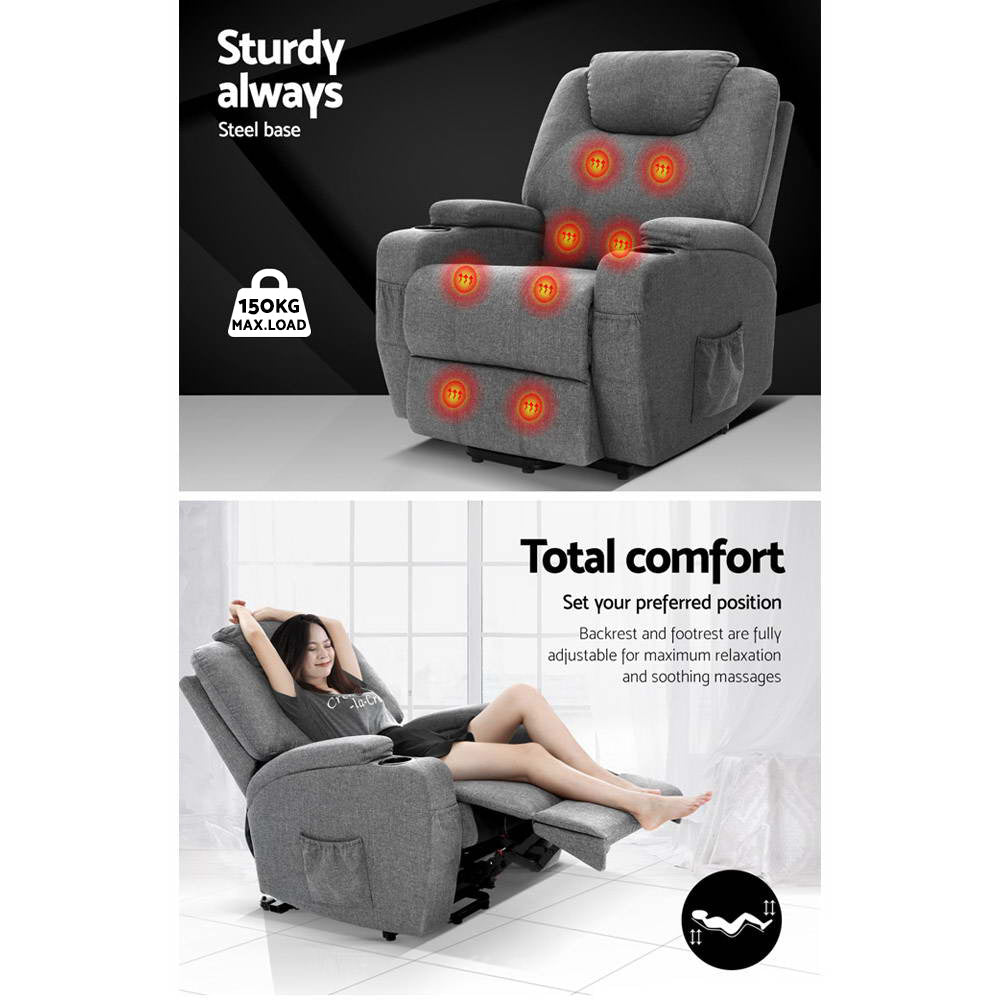 Heating Fabric Electric Recliner Massage Chair With Lift Motor