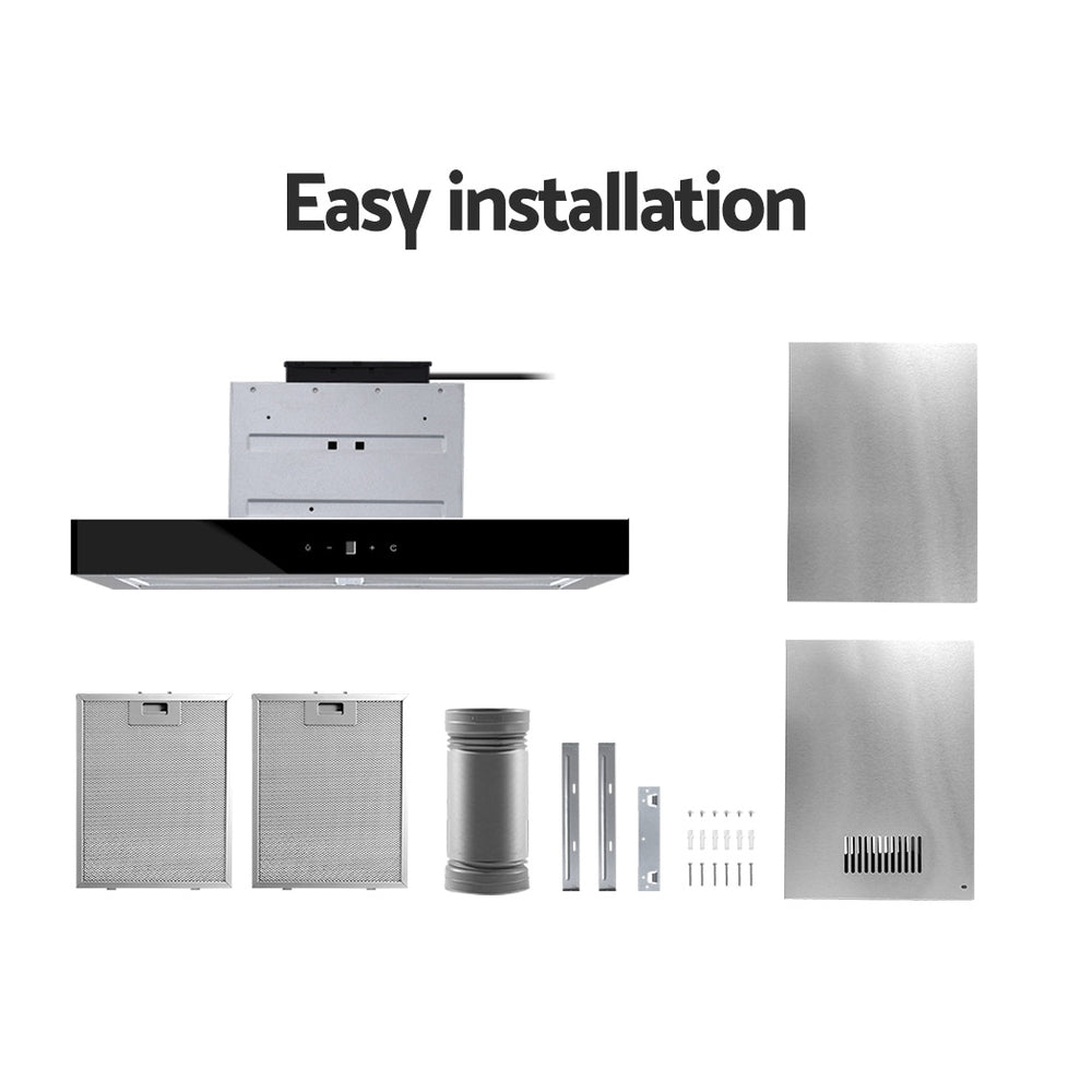 Devanti Rangehood 600mm Range Hood 60cm Stainless Steel Glass Kitchen Canopy - The Hippie House