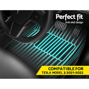 Weisshorn Car Rubber Floor Mats for Tesla Model 3 2021-2022 | Front and Rear