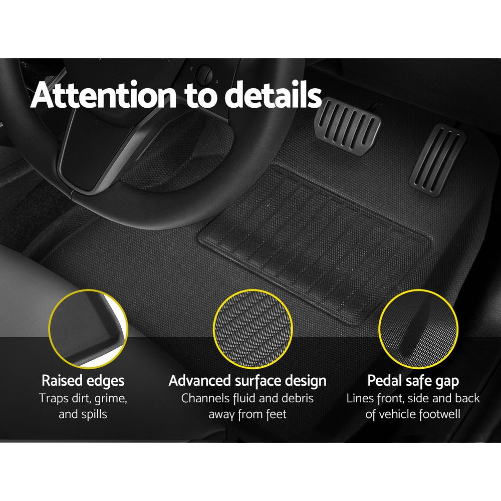 Weisshorn Car Rubber Floor Mats for Tesla Model 3 2021-2022 | Front and Rear