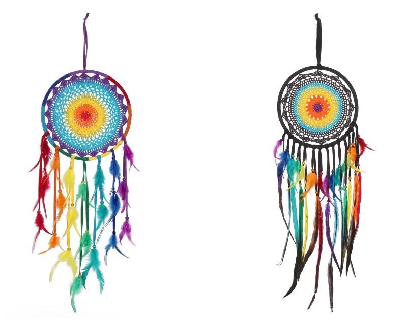 Rainbow Coloured Crochet Dream Catcher - Medium