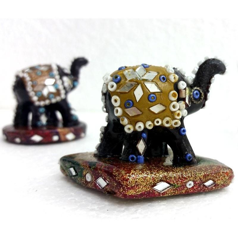 Resin Mirrorwork Holder - Elephant