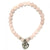 Rose Quartz Crystal Bracelet With Stainless Steel Heart