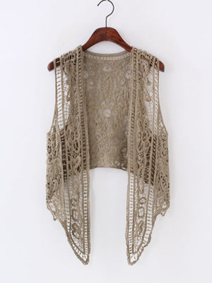 Open Stitched Boho Hippie Crochet Knitted Blouse Vest | 3 Colours | Free Size