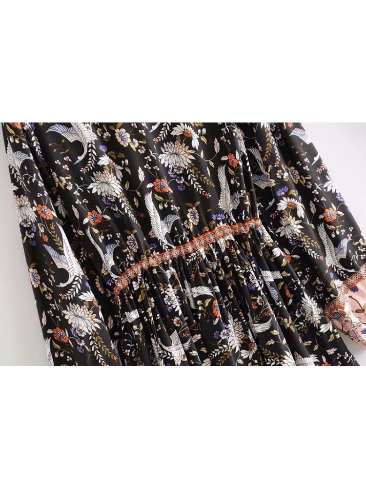 Women's Crane Bohemian Beach Dress | V-Neck | S-XL