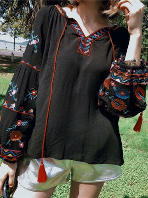 Vintage Women's Hippie Old Skool Blouse | Long Sleeve | Free Size | 4 Colours